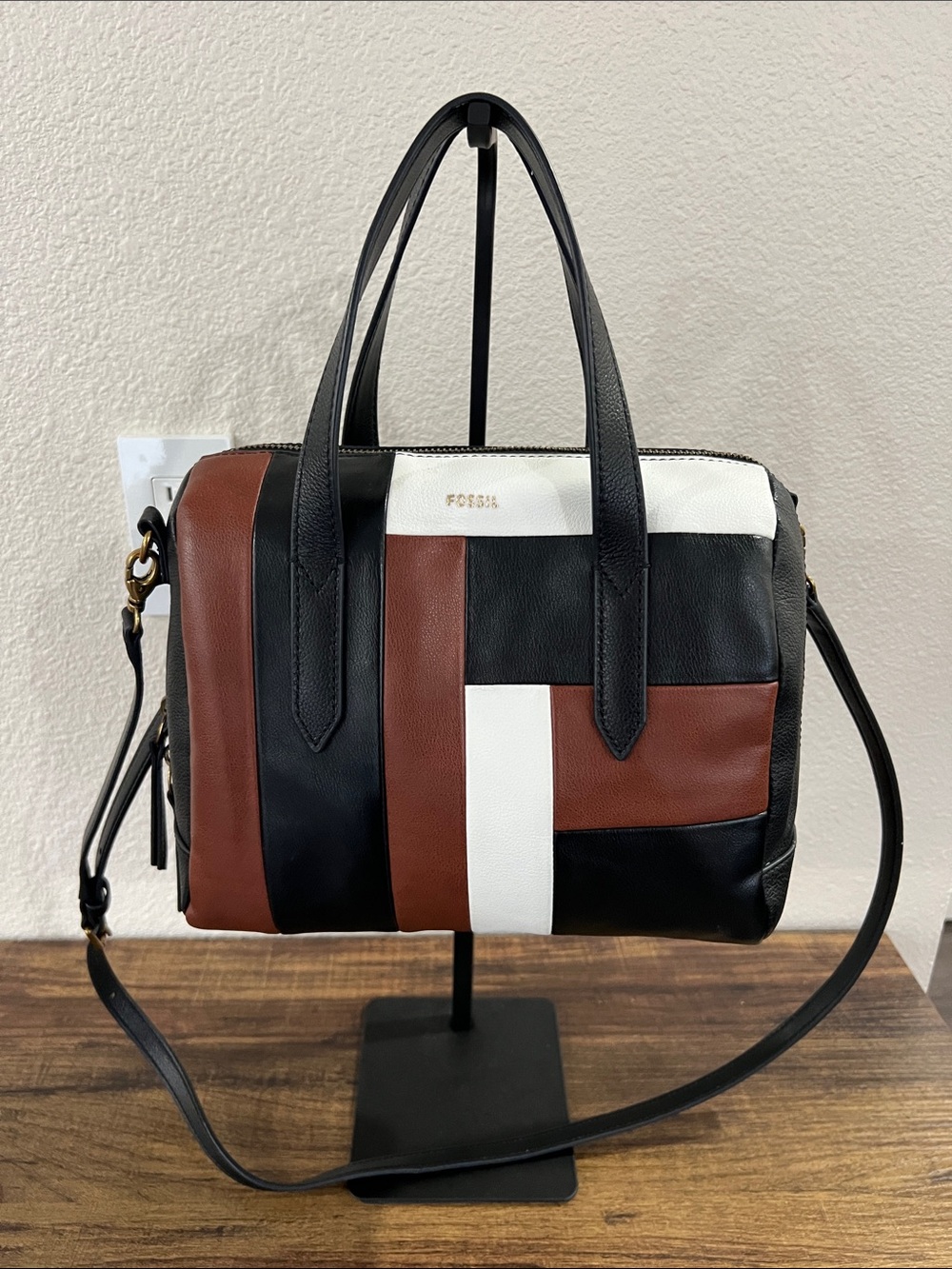 EUC/Like New Fossil Color-block Leather Crossbody/Satchel